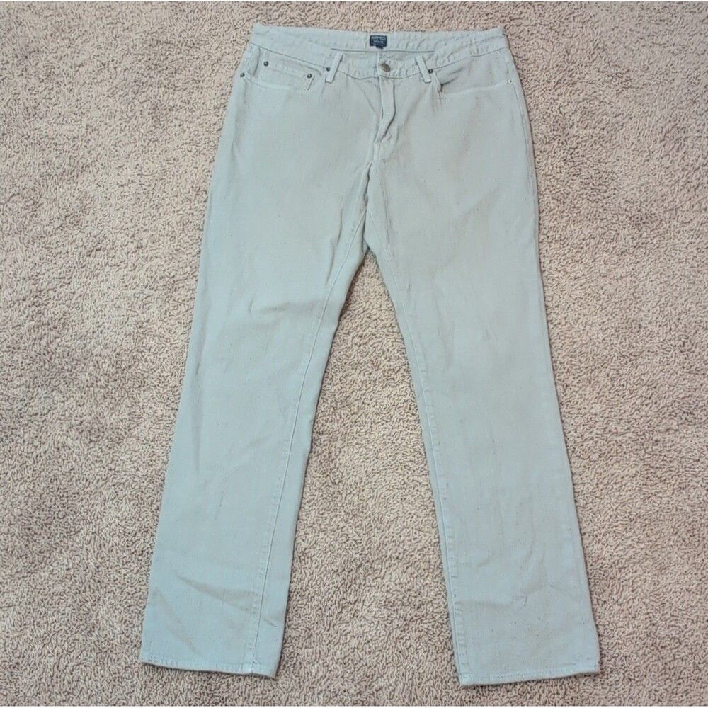 Bonobos Men's Straight Fit Light Beige Denim Jeans Button Zip 5-Pocket Design